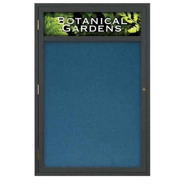 Sliding Glass Door Radius Letterboard, 96"x48", Black/Green Vinyl